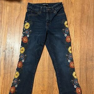 Floral Embroidered Dark Wash Jeans